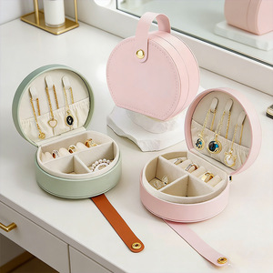 Mini Portable Jewelry Box 5 Inch Lightweight Storage <b>Case</b> For Necklace Ring <b>Earring</b> Lady Style Travel Organizer - Product Image 1