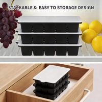 Ensemble de 2 moules à glaçons carrés en silicone avec couvercle, sans BPA, faciles à démouler, pour usage domestique – Vente chaude