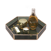 Plateau de maquillage décoratif en verre noir personnalisé plateau de parfum organisateur de plateau de parfum miroir de courtoisie plateau de service