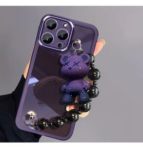 Custodia per telefono Kawaii con orsetto <span class=keywords><strong>viola</strong></span> e catena di perline nere per <span class=keywords><strong>iPhone</strong></span> 17/16/15/14/13 <span class=keywords><strong>Pro</strong></span> <span class=keywords><strong>Max</strong></span>, <span class=keywords><strong>cover</strong></span> traslucida antiurto - Product Image 5