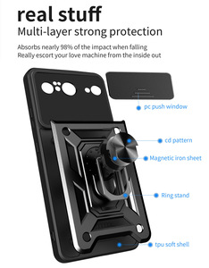 Custodie per Smartphone per Google Pixel 10 9 8 7 6 Pro XL 5G 8A 7A custodie per anello antiurto supporto per fotocamera scorrevole robusta per telefono <span class=keywords><strong>cellulare</strong></span> - Product Image 6