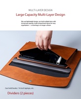 Carpeta de Cuero PU Marrón Resistente, Portadocumentos Impermeable, Estuche Tipo Sobre con Cierre a Presión, Funda para Portátil