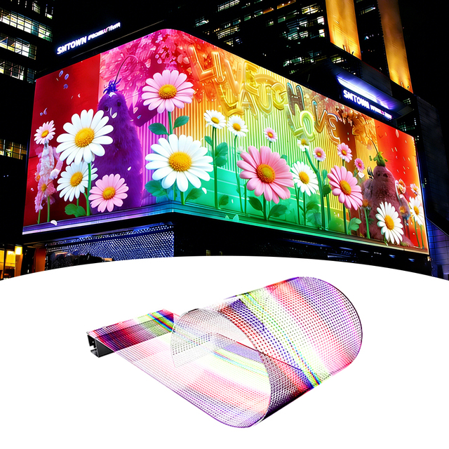3d Hologram Display Screen Flexible Transparent Led Screens Display for Glass Window Wa Custom Size LED Screen Flexible Led Film