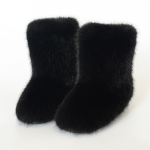 Bottes d'hiver pour femmes, bottes de neige de créateur, fourrure de renard synthétique haute et moelleuse, chaussures longues chaudes en peluche pour femmes, nouvelles bottes hautes en fourrure pour filles - Product Image 3