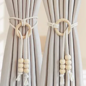 Curtain rope strap Nordic simple cotton string tie strap light luxury high-end living room white yarn curtain tieback