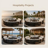 Conjunto de Sofás de Jardín Redondos de Aluminio para Exteriores, Muebles de Patio Circulares Modernos con Cojines Impermeables