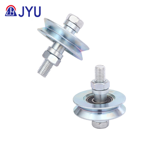 Rodillo de rueda galvanizado de un solo rodamiento universal con perno con ranura U V Y para reemplazo-plateado - Product Image 1