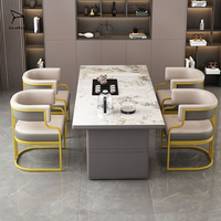 Chaise de salle à manger moderne et ergonomique EaseNeat en métal et cuir avec dossier pour hôtel, centre commercial, salon de beauté