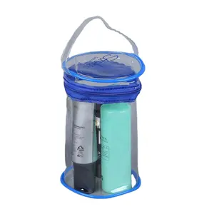 Transparent PVC Round Cylinder Make Up Bag Travel Cosmetic Bag clear plastic travel toiletry bags