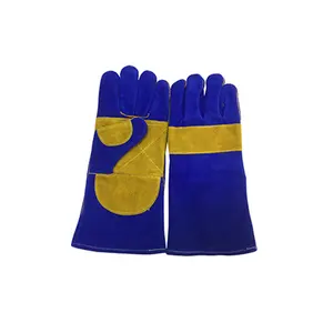 Gants industriels anti-dérapant froissé enduit de latex s cuir de vache fendu paume renforcée gants de soudage gants de travail en cuir fendu