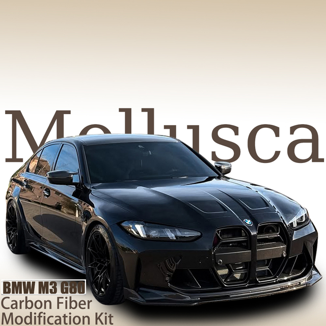 For BMW M3 G80 Style Carbon Fiber Front Lip\ Rear Diffuser \Side Skirts\ Spoiler\Front Grille Modification Kit