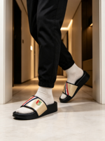 Sandales d'été épaisses à plateforme pour hommes, à bout ouvert, en PU respirant, avec ornement en métal, décontractées, à semelle souple, pour intérieur et extérieur