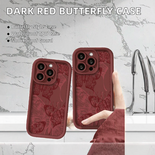 Hot Sales Luxury Flat Printing Butterflies Shockproof Mobile Phone Back Cover Case for Iphone 17 air 16 15 Pro Max 14 13 12 11