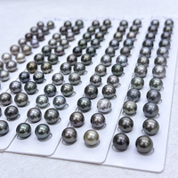 Nouveautés Muses Jewels - Perles noires de Tahiti de forme ronde de 9 mm à 12 mm - Perles d'eau de mer naturelles - Assorties pour la fabrication de bijoux - Perolas