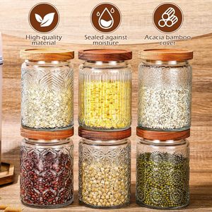 Factory Borosilicate Glass Spice <b>Jar</b> Frosted Glass Food <b>Storage</b> Container <b>Jar</b> With Airtight Acacia Lid <b>for</b> <b>Kitchen</b> Spice Srorage - Product Image 4