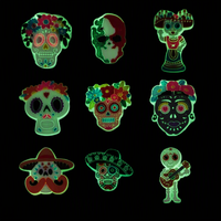 Breloque en caoutchouc fluorescente fantôme pour Halloween, accessoire de chaussure amovible décoratif en forme de fleur, boucle de dessin animé DIY