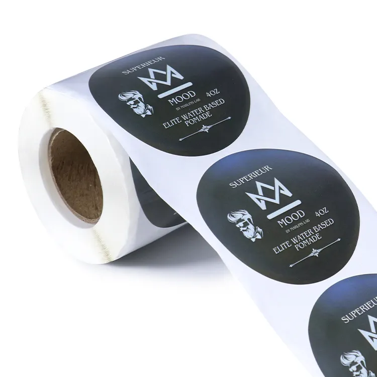 Logo stampato personalizzato nero autoadesivo vinile impermeabile lamina d'oro per imballaggio etichette adesivi kiss cut etichetta adesivi