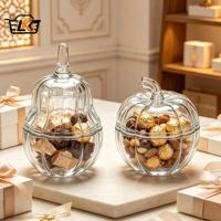 Pot à bonbons en verre en forme de citrouille et de pomme avec couvercle, transparent, pour la décoration de table d'Halloween et la maison (vente en gros)
