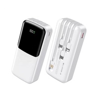 Batterie externe grande capacité 20000mAh avec écran LED, 4 câbles intégrés, charge rapide USB-C PD 22.5W, chargeur portable
