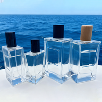 Flacons de parfum en verre noir rectangulaires vintage de luxe personnalisés, 30 ml, 50 ml, 100 ml, impression d'écran, vaporisateur portable, vide, facile à ouvrir