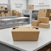 Boîtes d'emballage alimentaire jetables, écologiques, imperméables, pliables, portables, en papier kraft perforé, taille personnalisée, pour la restauration rapide à emporter