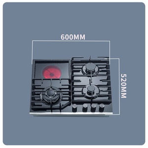 Cuisinière à gaz et électrique 4 brûleurs, surface en acier inoxydable, intégrée, contrôle de la température, batterie solaire pour usage domestique en extérieur - Product Image 6