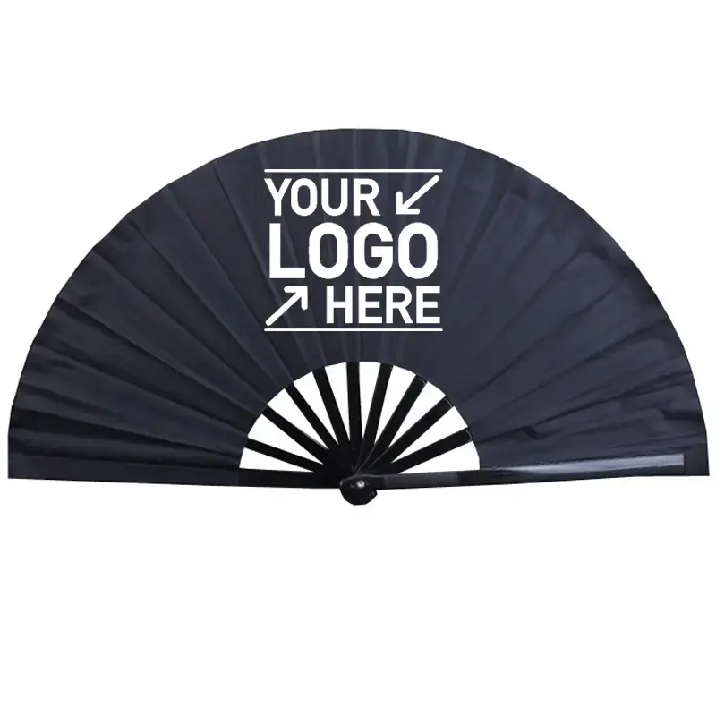 Bsbh Custom Promotionele Grote Rave Fan Nylon Stof Hand Gehouden Opvouwbare Ventilatoren Voor Reclame