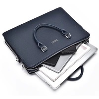 Haute qualité unisexe en cuir PU pochette d'ordinateur grande capacité Double fermeture éclair Style affaires Messenger mallette pour hommes et femmes