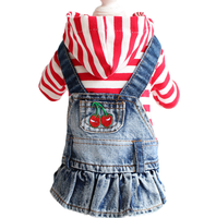 Robe rouge pour chien, vêtements pour animaux de compagnie de qualité, robe rayée pour chien, vêtements en jean, manteau assorti pour chien et propriétaire