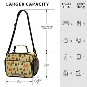 Camping Print Insulated Lunch <b>Bag</b> Large Capacity Leakproof Cooler Tote Portable Collapsible Zipper Food <b>Bag</b> - Product Image 3