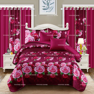 2024 Thiết Kế Mới In 8PC Bộ Đồ Giường Bộ Với Cửa Sổ Rèm Cửa Cho Bán Buôn Giá Rẻ Giá Phòng Giường Trong Một Túi - Product Image 1