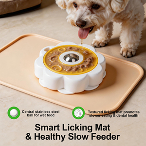 Tapis à lécher pour animaux de compagnie AFP anti-anxiété avec boule à lécher centrale en acier inoxydable, rotatif et détachable, pour l'alimentation lente des chiens - Product Image 1