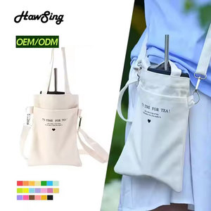 Tùy Chỉnh Vải Cup Tái Sử Dụng Uống Tàu Sân Bay Tote Sinh Thái Thân Thiện Với Crossbody Chai Nước Chủ Bông Cup Túi Cho Du Lịch Ngoài Trời - Product Image 1