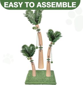<span class=keywords><strong>Tiragraffi</strong></span> per <span class=keywords><strong>Gatti</strong></span> Alto 100 cm, Design a Palma con 3 Curve, con 8 Palline Interattive, Sisal Naturale - Product Image 6
