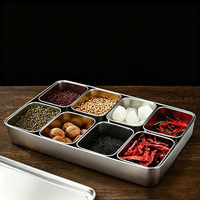 Ustensiles de cuisine : Boîte de rangement alimentaire en acier inoxydable à 6 compartiments pour condiments, épices et collations