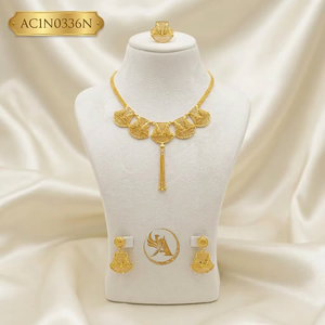 Elegant Dubai Style Minimalist 24K Gold Plated <b>Charm</b> Necklace Designs Fashion Jewelry - Product Image 1