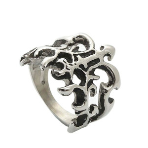 European American Style Titanium Steel Hollow <b>Crown</b> Ring Retro Punk Men's Fashion Jewelry <b>Silver</b> 26004 - Product Image 1