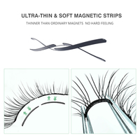 Vente en gros de faux cils magnétiques naturels doux réutilisables à étiquette privée, extensions de cils magnétiques 3D avec applicateur