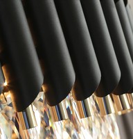 Lampu gantung kristal Modern mewah, lampu gantung kristal, desain bulat hitam kreatif untuk kamar tidur dan ruang tamu untuk rumah kantor