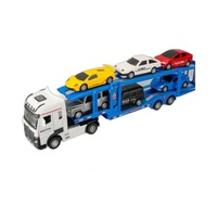 Remorque de camion en alliage double couche à plat avec effets sonores et lumineux Jouet de transport de voiture pour petites voitures Mécanisme de traction pour enfants en métal