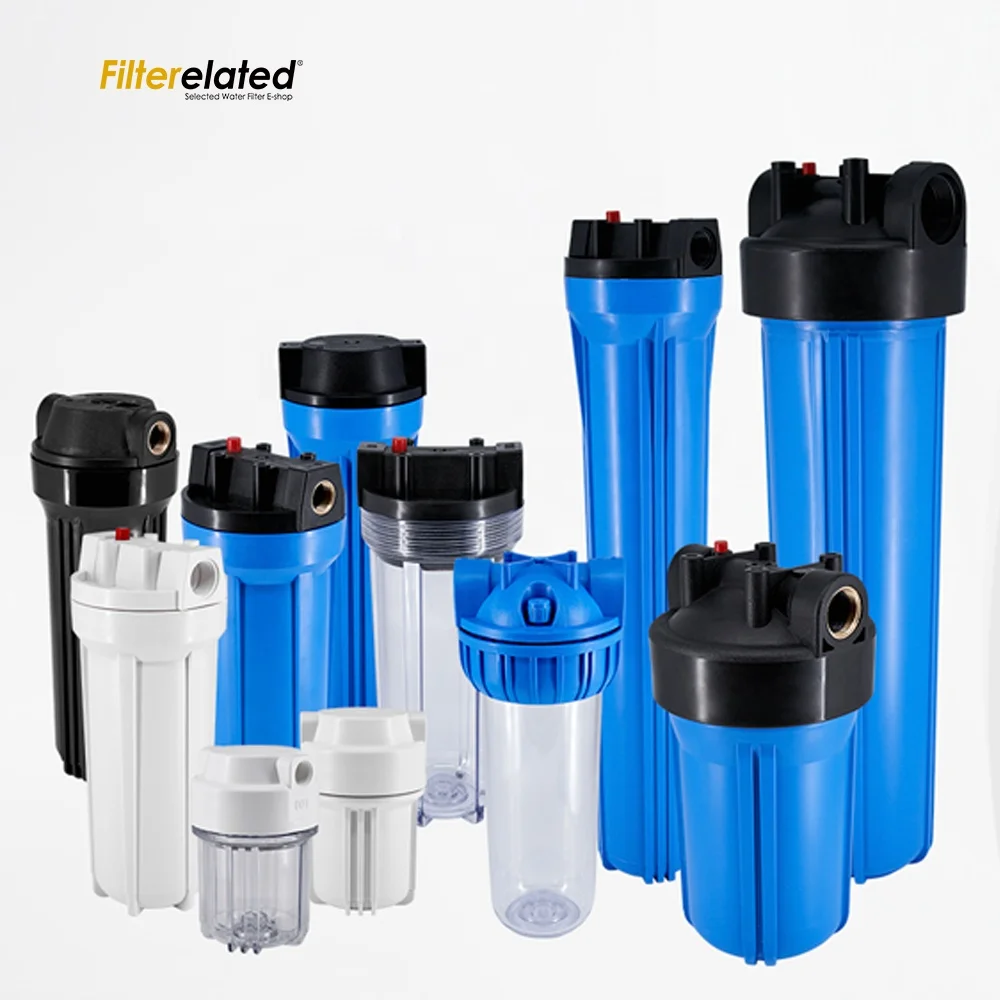 Бытовой картридж с фильтром для воды и корпус 10, 20 дюймов, синий прозрачный картридж с фильтром