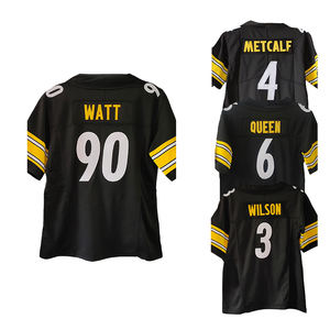 批发球衣 女式缝制美式橄榄球球衣 4 贝克兰 6 奎因 <span class=keywords><strong>2</strong></span> 霍利菲尔德 3 威尔逊 43 波拉马鲁 匹兹堡网状衬衫 - Product Image 5