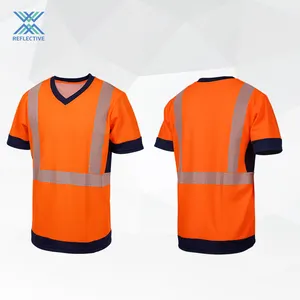 Camiseta polo de segurança LX Hi Visibility material respirável camisa polo de segurança reflexiva com fita reflexiva