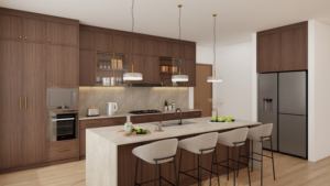 Diseño de Gabinetes de Cocina Personalizados de Melamina con Acabado de Madera, Gabinetes de Cocina Modernos Estilo Shaker de Madera Contrachapada - Product Image 3