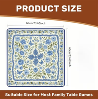 Tapis de Mahjong bleu à motif floral avec technologie d'isolation acoustique épaisse ; Idéal pour les tournois, parfait pour les joueurs de Mahjong