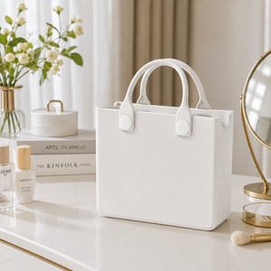 Bolsa de Mano Grande Impermeable con Apliques de Dibujos Animados, de Fieltro No Tejido Blanco, Ligera, Informal, para Uso Diario, con Dos Asas y Parte Superior Abierta - Product Image 5