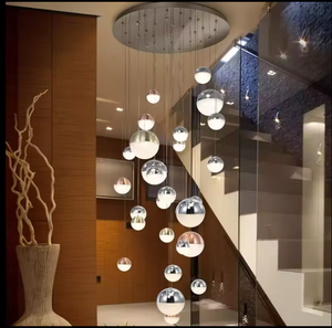 Zèle éclairage lampes suspendues grand long foyer plafond escalier luxe led verre cristal lustres - Product Image 6