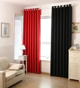 Zwart En Rood Effen Kleur Dikke Gordijnen Twee-Kleur Verduisteringsgordijn Stoffen Vloer Gordijnen Voor Woonkamer, slaapkamer, Hotel