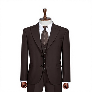 Costume d'affaires gris en viscose pour homme, grande taille, double boutonnage, col mandarin, coupe classique, anti-rétrécissement, infroissable - Product Image 1