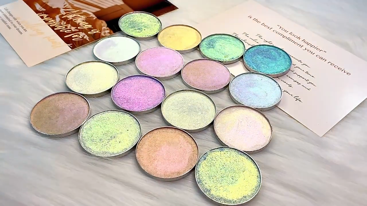 90 Colors Round Pans Multichrome Duochrome Pressed Eyeshadow Pigment ...